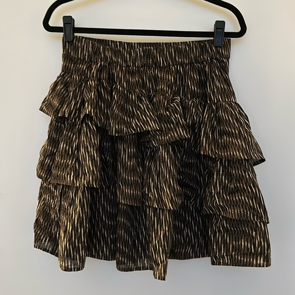 NWOT BANANA REPUBLIC Tiered Mini Skirt in Black/Brown (Size S, TALL) - Picture 3 of 4